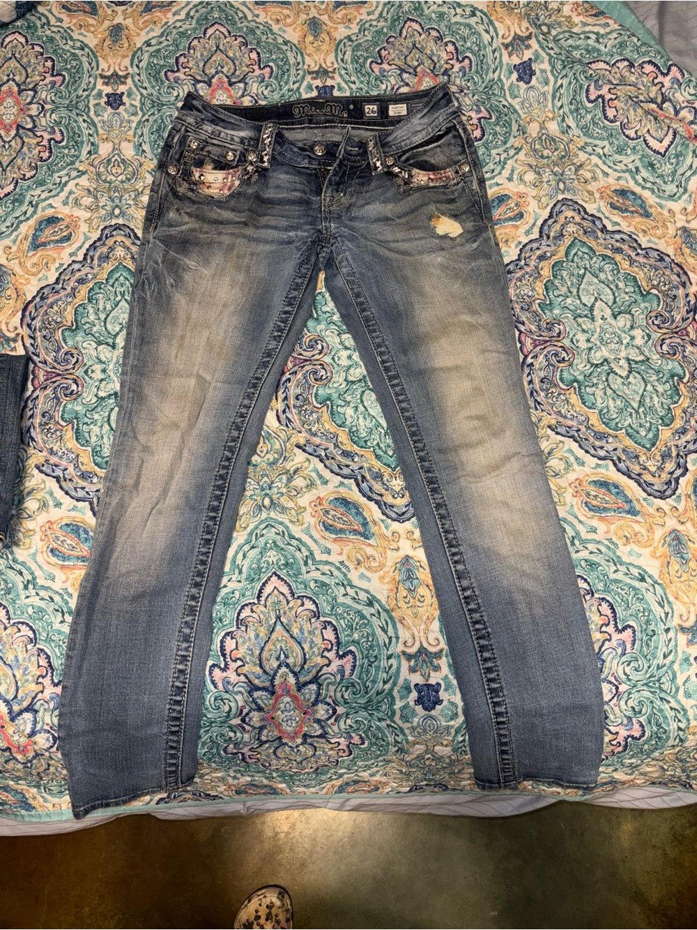 Miss Me Light Blue Distressed Skinny Jeans